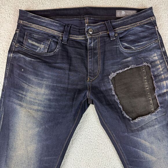 Diesel Men's Skinny Jeans - Dark Blue with Black Patch - Picture 4 of 15